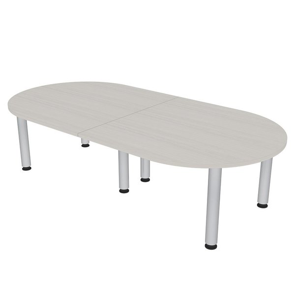 Skutchi Designs 8Ft Racetrack Conference Table, Silver Post Legs, Harmony Series, 8 Person Table, Sea Salt HAR-RAC-46X93-PT-26